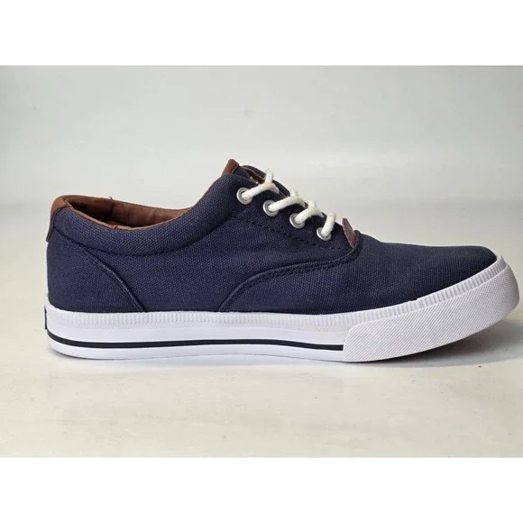 POLO Ralph Lauren Vaughn Men's Shoes Size 5 EU 37 Navy Blue Canvas Boat Sneakers - Picture 3 of 12
